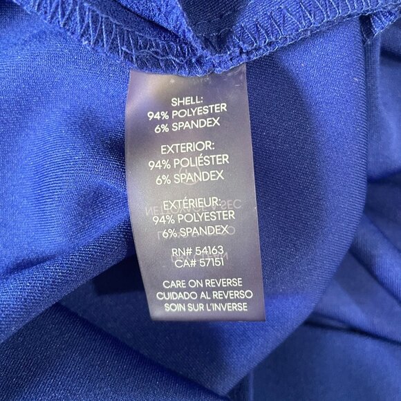 Calvin Klein Blue Bell Sleeve Sheath Dress Size 6 Stretch Midi Work Party - Picture 4 of 11